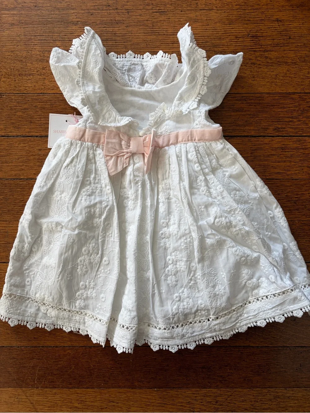 Shabby Chic Embroidered White Baby Dress, 6-9month, NWT